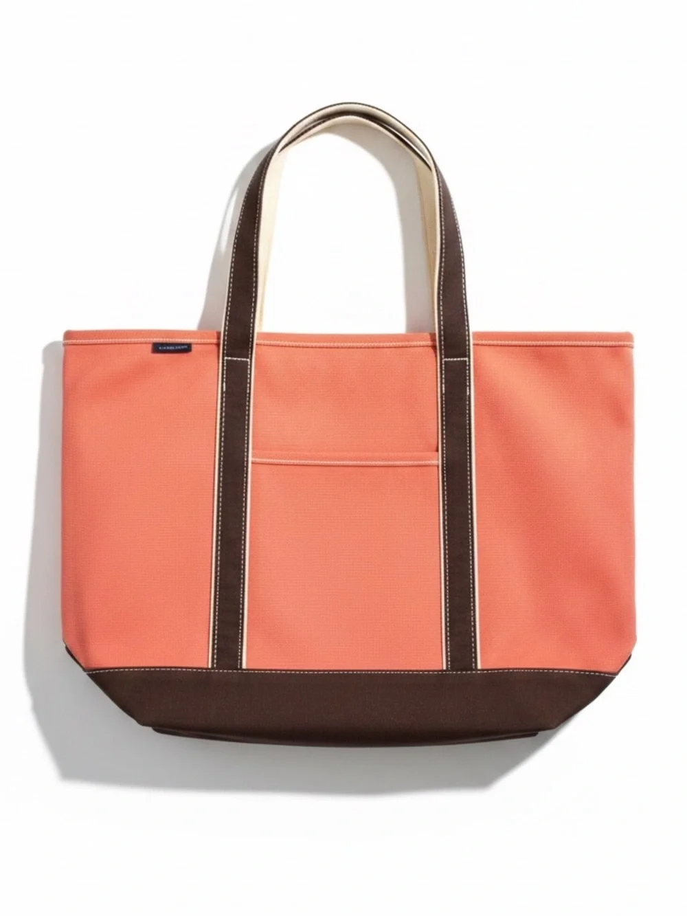 Lands’ End Canvas Tote Bag Coral Brown Boat Tote Beach Carryall 33x38 Large - Picture 1 of 8